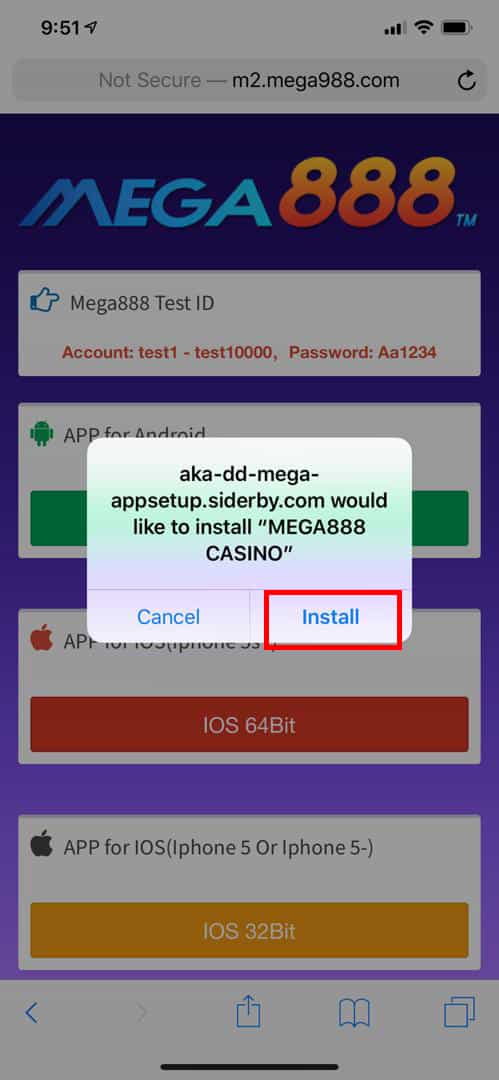 MEGA888 IOS Download Step 3